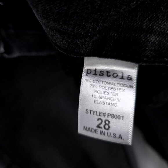 Pistola Skinny Jeans Size 28 Woman's Mid Rise Distress Black Denim Stretch - Picture 12 of 14